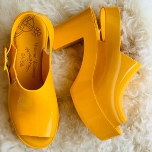 Super cute bright yellow Melissa wedges! Made in Brazil, Like new!